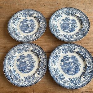 Royal Staffordshire Tonquin Blue Salad/Lunch Plate set of four